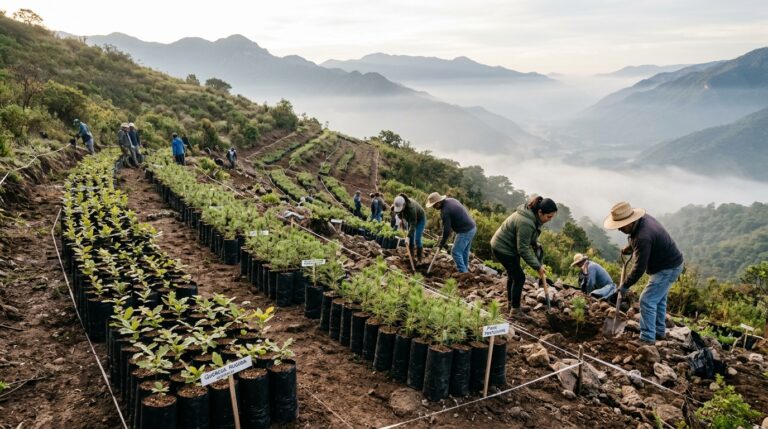 &ldquo;Reforestaci&oacute;n en Puebla: plantas de encino y ocote en bolsa listas para plantar